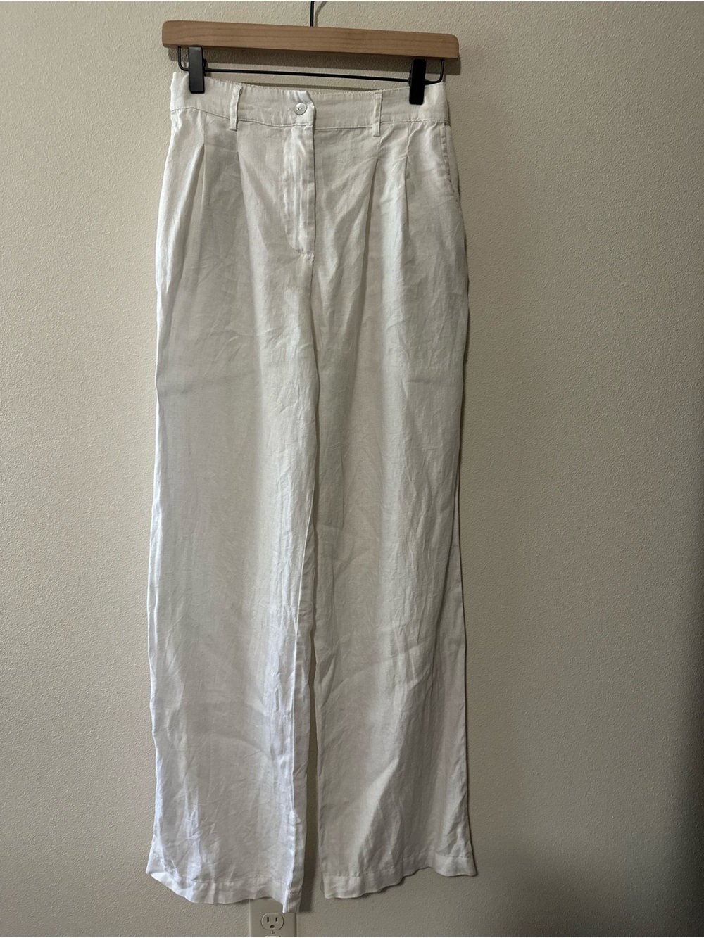DONNI. The Linen Pleated Trouser powder white 100% size small summer beach - Picture 10 of 11